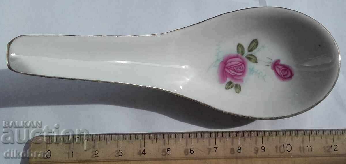 Porcelain spoon/measuring gilded edges - from a penny