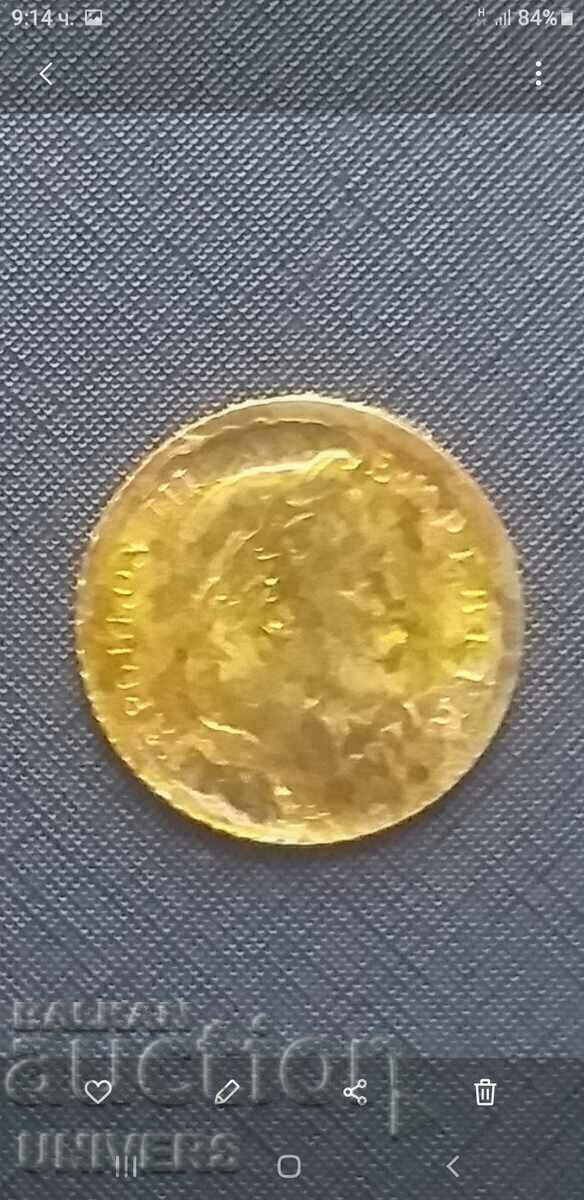 Златна монета Франция Наполеон 1862г