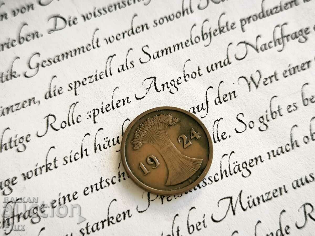 Reich Coin - Germany - 2 Pfennig | 1924; series E with price 4.25 BGN | € 2.17 Reich Coin - Germany - 2 Pfennig | 1924; series E with price 4.25 BGN | € 2.17