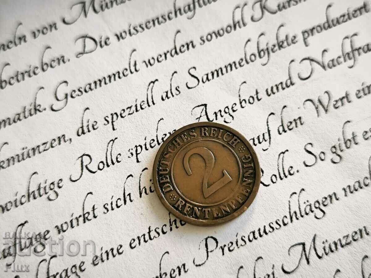Райх монета - Германия - 2 пфенига | 1924г.; серия E