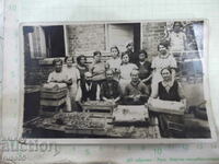 Fotografie veche a unui echipaj de procesare a strugurilor
