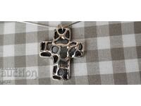 LARGE SILVER CROSS PENDANT RHODIUM-PLATED 7.40 g. / 925 SALT