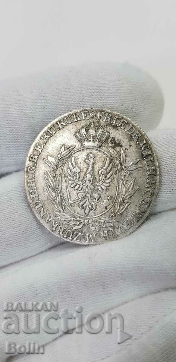 Very rare coin 2/3 thaler - Germany - PRUSSIA 1801 with price 880.00 BGN | € 449.94