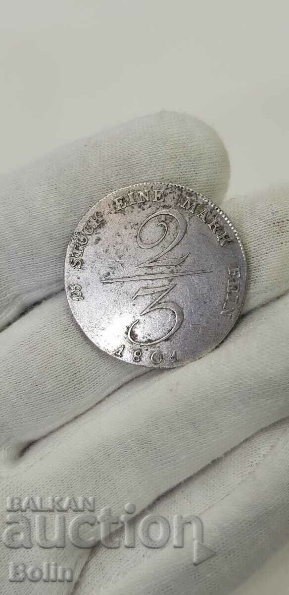 Auction  Very rare coin 2/3 thaler - Germany - PRUSSIA 1801
