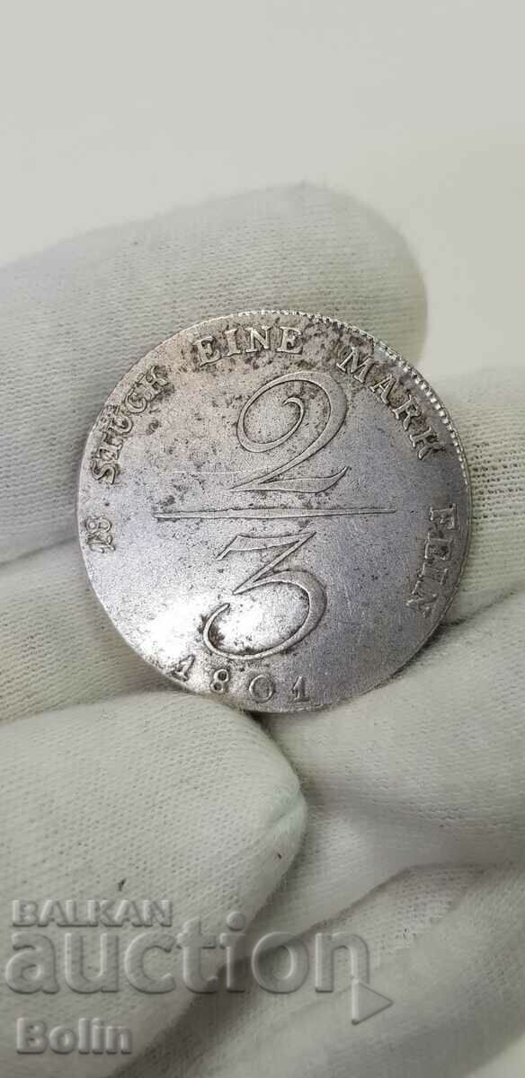 Πολύ σπάνιο νόμισμα 2/3 τάλερ - Γερμανία - ΠΡΩΣΙΑ 1801