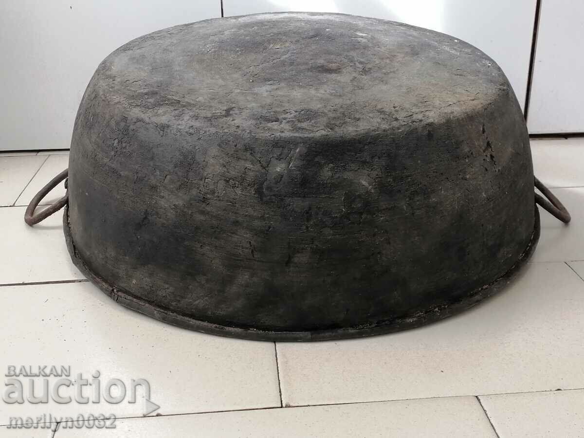 Old copper lutenitsa tray with engravings LARGE pot copper - 6