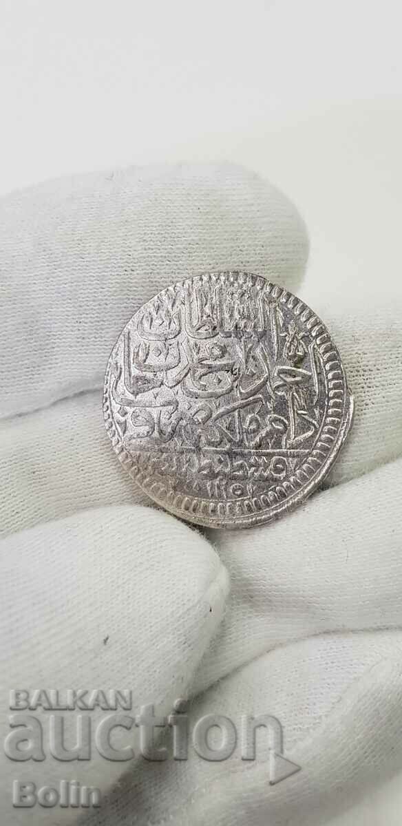Monedă de argint rară turco-otomană cu valoare nominală interesantă 19c