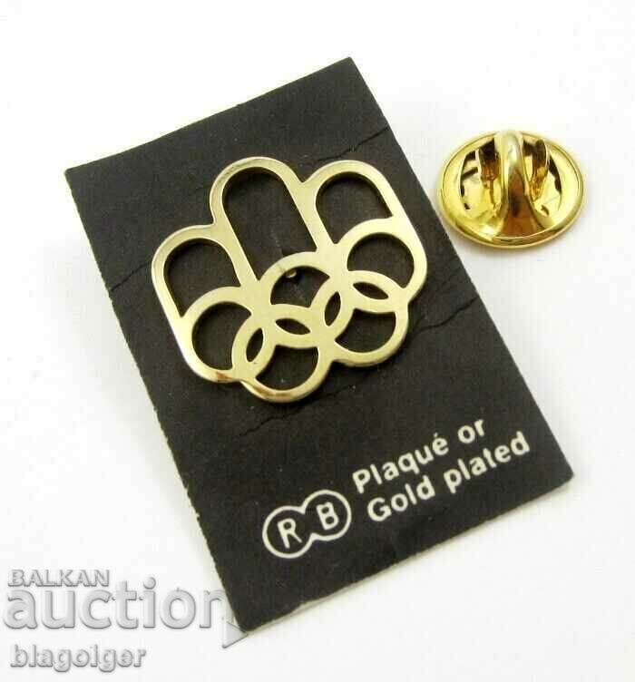 Gold Plated Olympic Badge-Montreal 1976-Official Logo