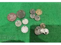 Lot of old silver bronze and copper jewelry coins