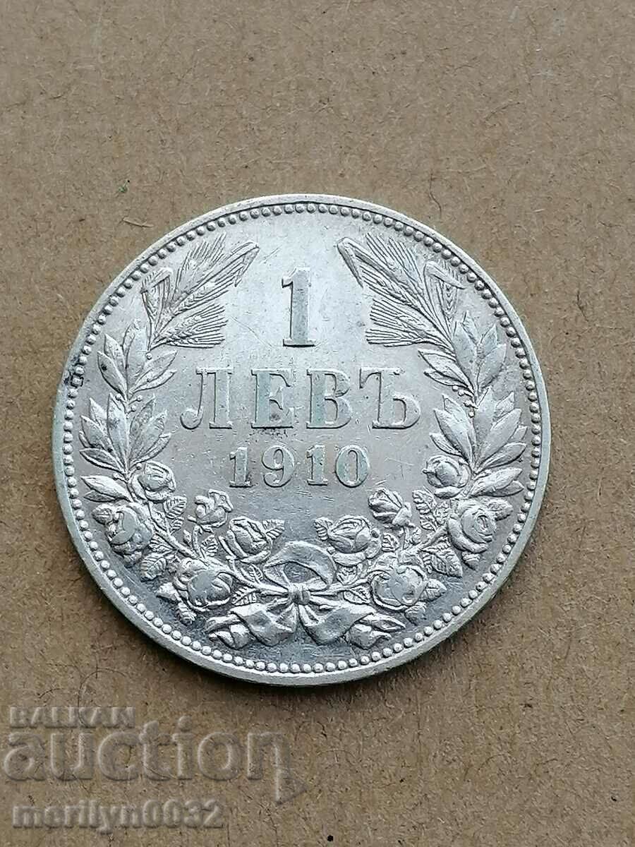 Κέρμα 1 λεβ 1910 Βασίλειο της Βουλγαρίας ασήμι