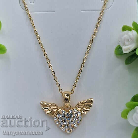 Wings of Love necklace in medical steel with 18k gold