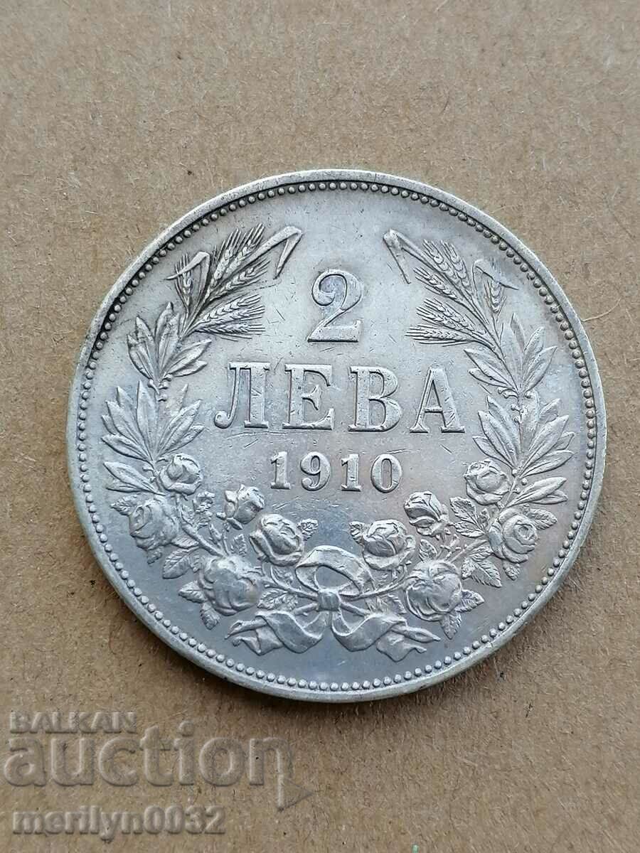 Coin 2 BGN 1910 Kingdom of Bulgaria silver