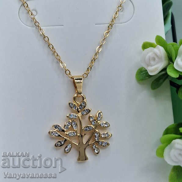 The tree of life necklace in medical steel with 18k gold p
