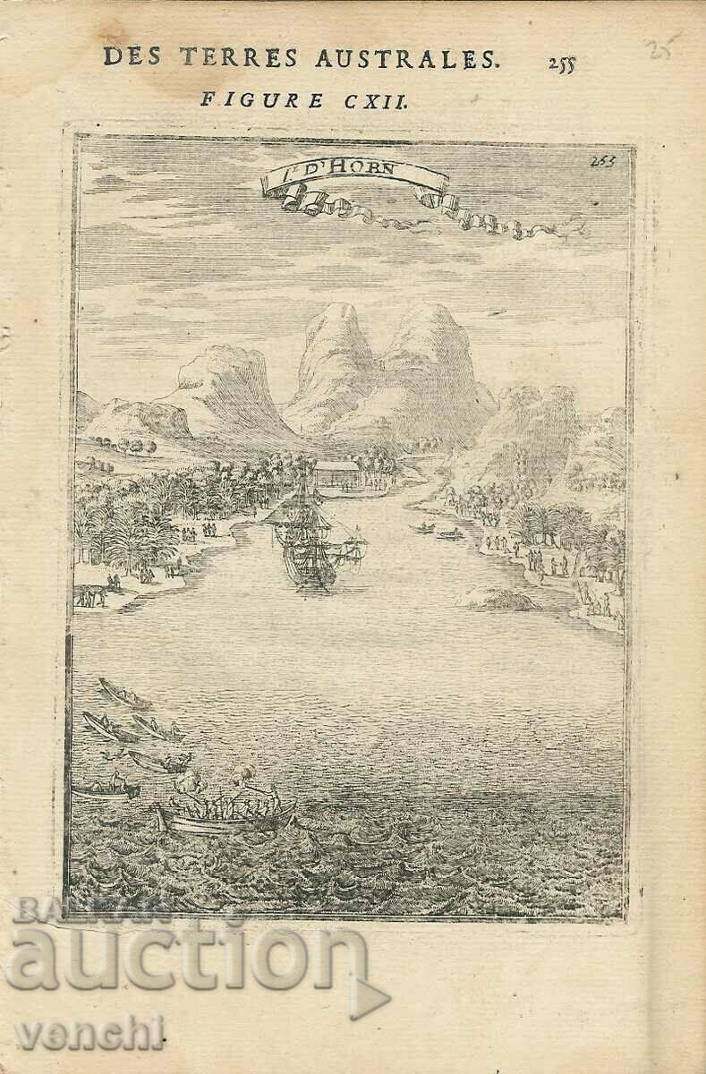 1683 - ГРАВЮРА - НОС ХОРН  - ОРИГИНАЛ .