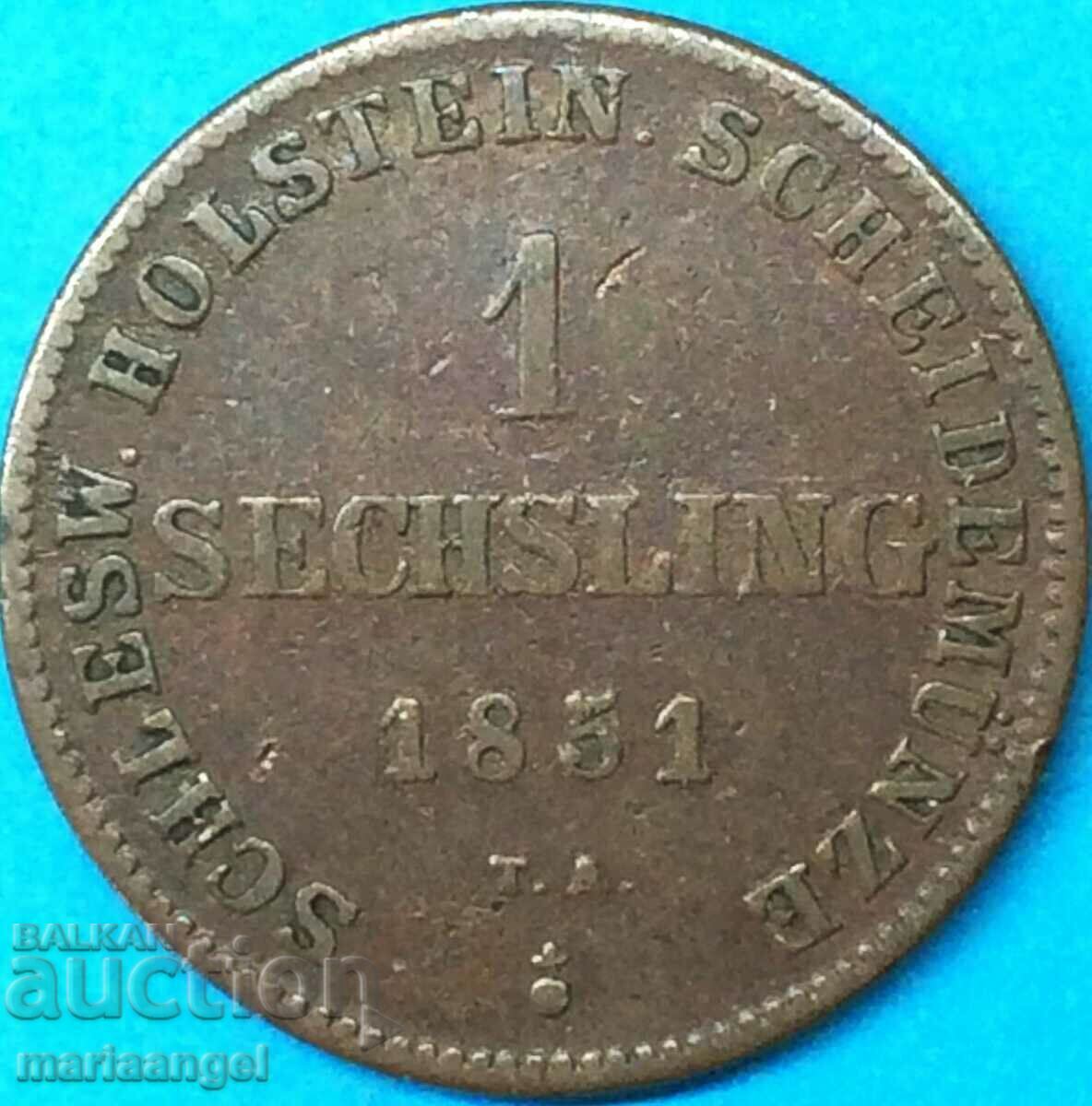 1 Zechsling 1851 Germania Schleswig-Holstein - destul de rar
