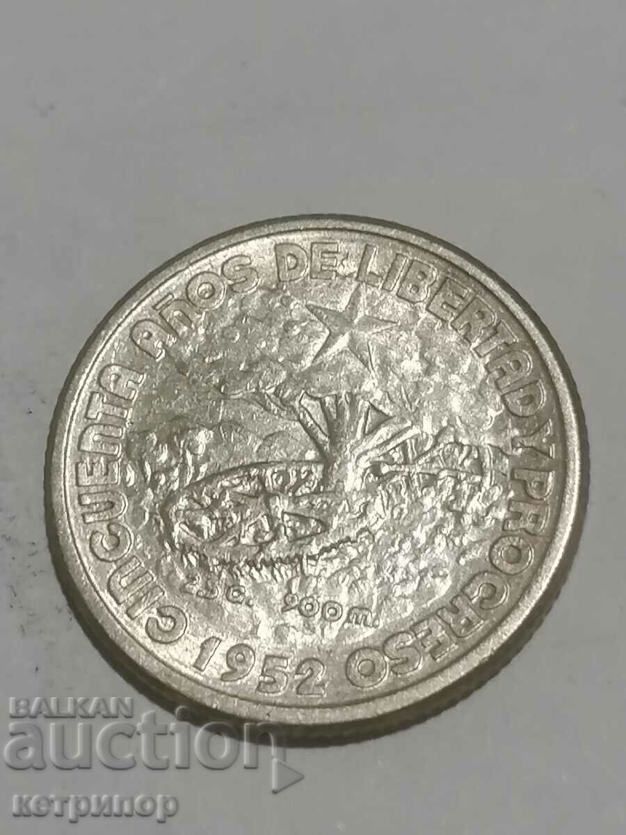 10 centavos Cuba 1952 argint cu preț € 15.00 | 29.34 BGN