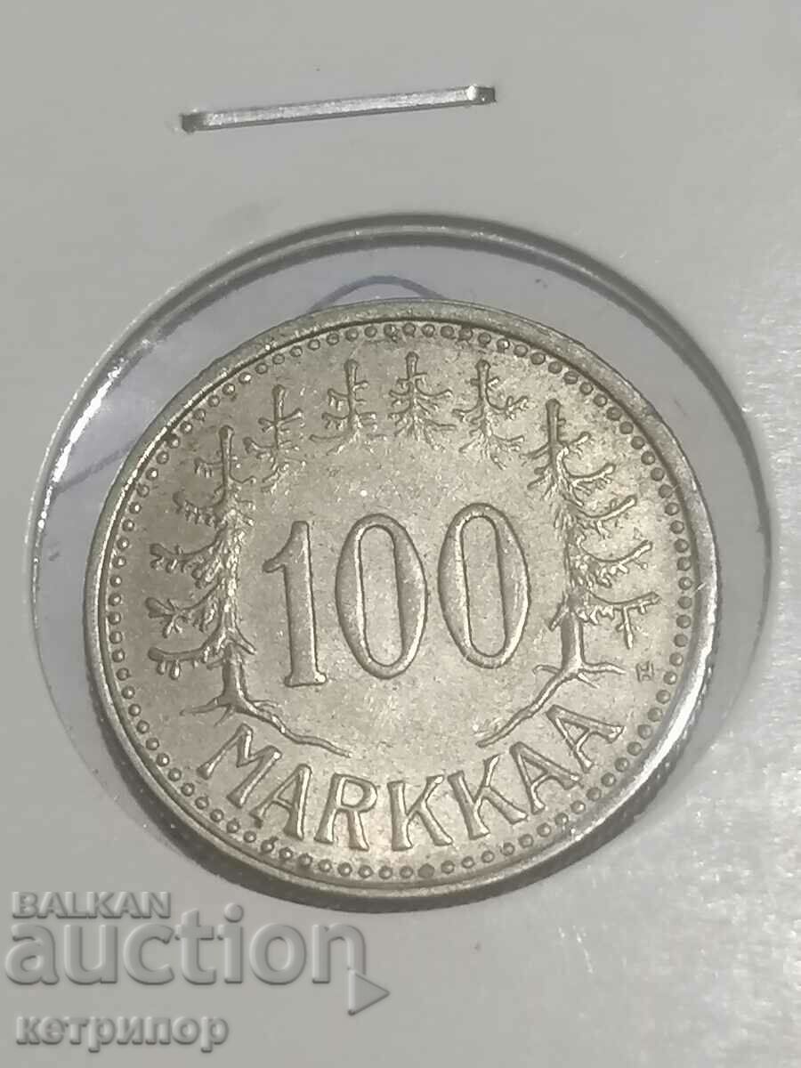 100 марки Финландия 1957 г сребърна