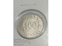 100 марки Финландия 1957 г сребърна