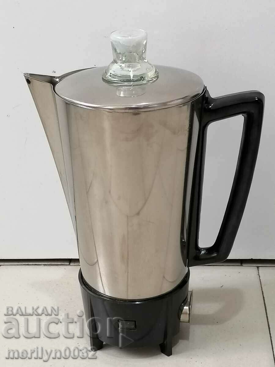 Old electric kettle USSR chrome nickel inox coffee pot kettle UNUSED