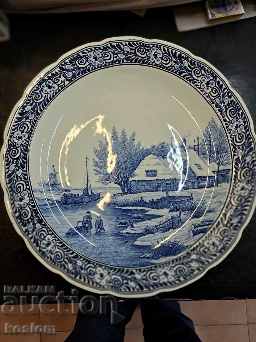 Unique huge plate porcelain, for wall, fruit bowl, salads