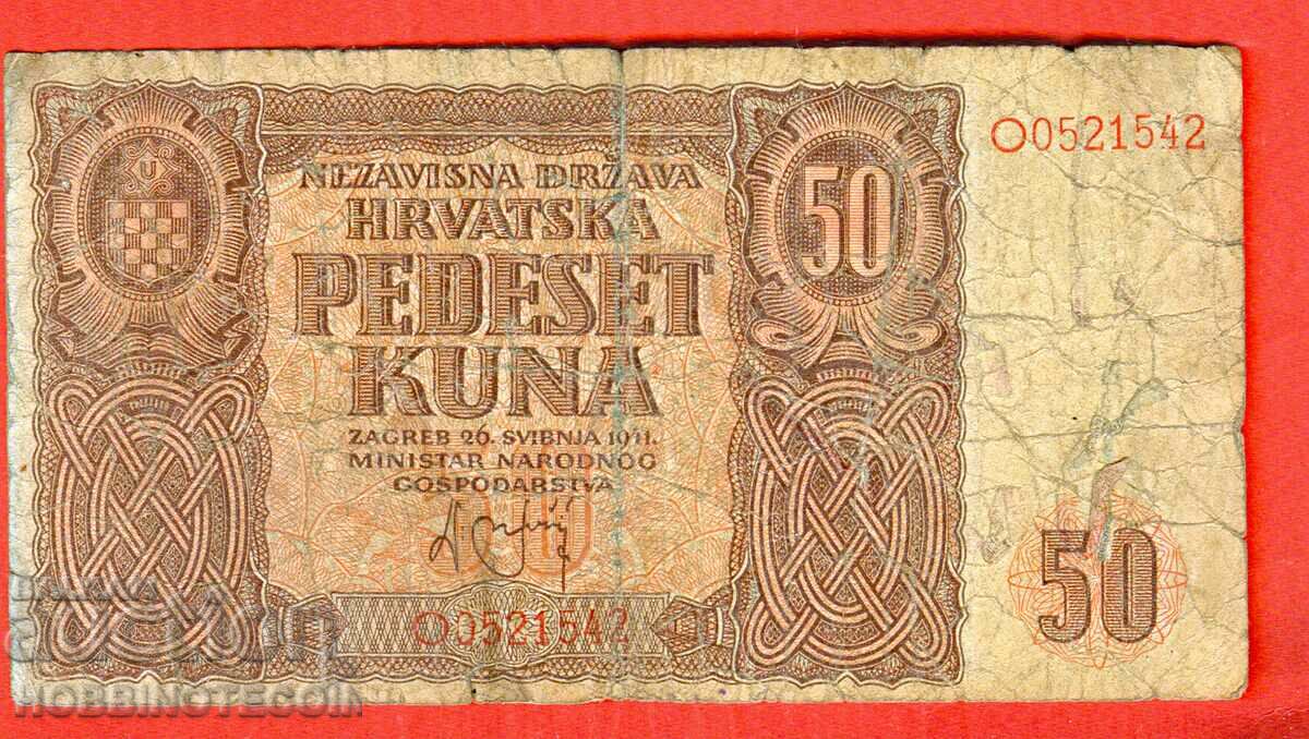 CROATIA CROATIA CROATIA 50 Kuni emisiune 1941