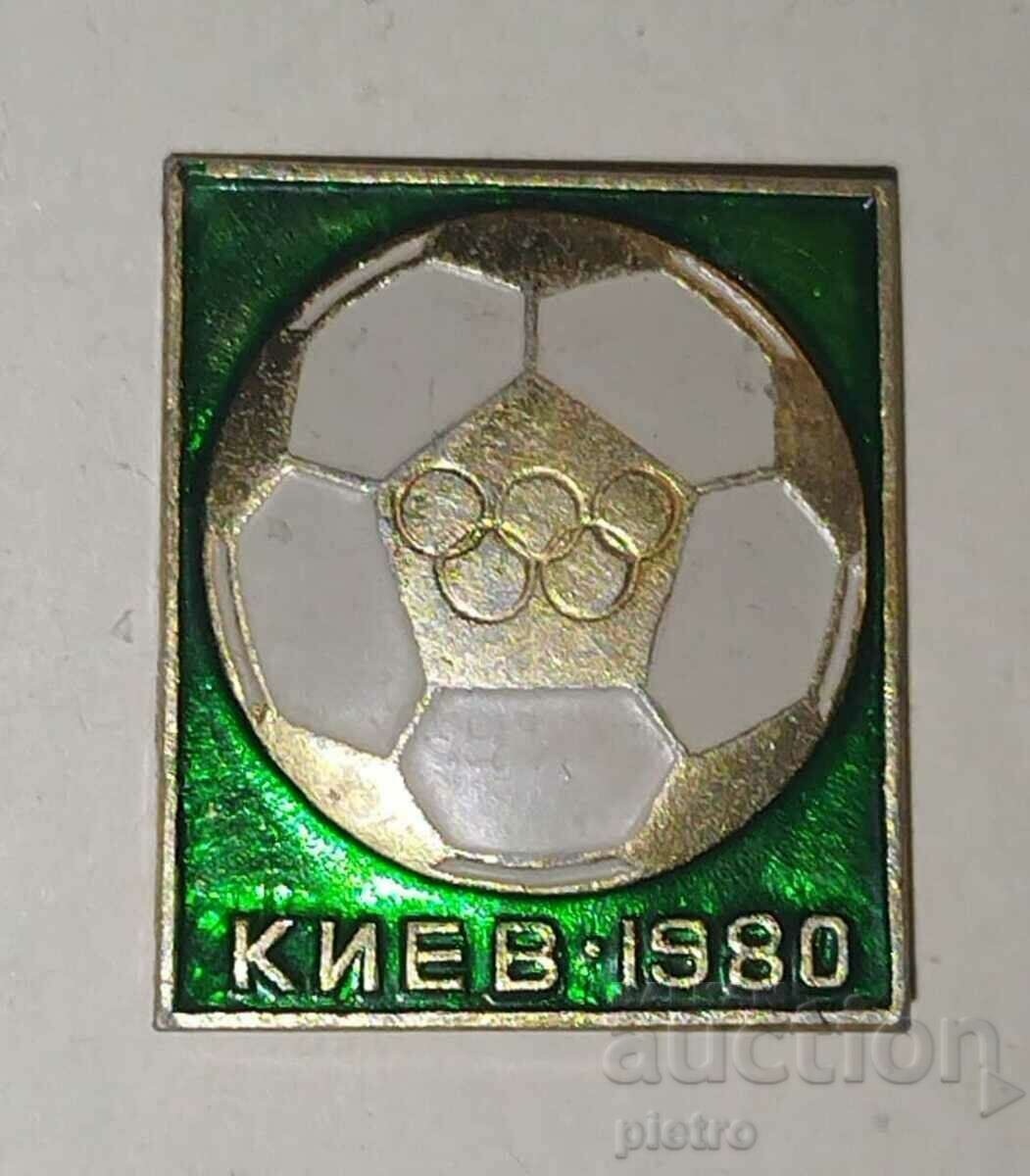 Old Olympic metal badge - Moscow 1980. Football on..