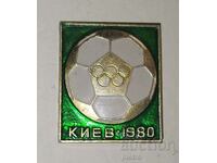 Veche insignă olimpică metalică - Moscova 1980. Fotbal pe...