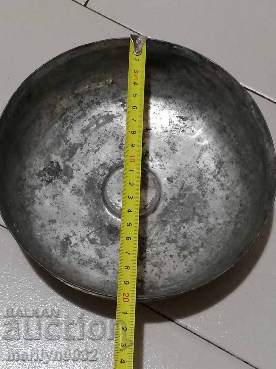 Стар калайдисан тас за баня, хамам, бакър, съд - 5