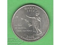 (¯`'•.¸ 25 σεντς 2008 P ΗΠΑ (Χαβάη) aUNC ¸.•'´¯)