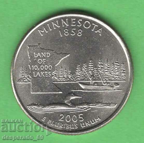 (¯`'•.¸   25 цента 2005 P  САЩ (Minnesota)  aUNC¸.•'´¯)