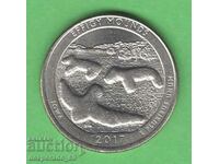 (¯`'•.¸ 25 cents 2017 P USA (Effigy Mounds) aUNC ¸.•'´¯)