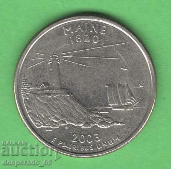 (¯`'•.¸ 25 cents 2003 D USA (Maine) .•'´¯)