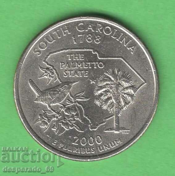 (¯`'•.¸ 25 cents 2000 D USA (South Carolina) .•'´¯)