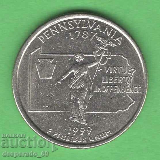(¯`'•.¸ 25 cents 1999 D USA (Pennsylvania) .•'´¯)