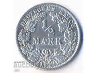 Германия - 1/2 марка 1918 - Щутгарт (F) - сребро