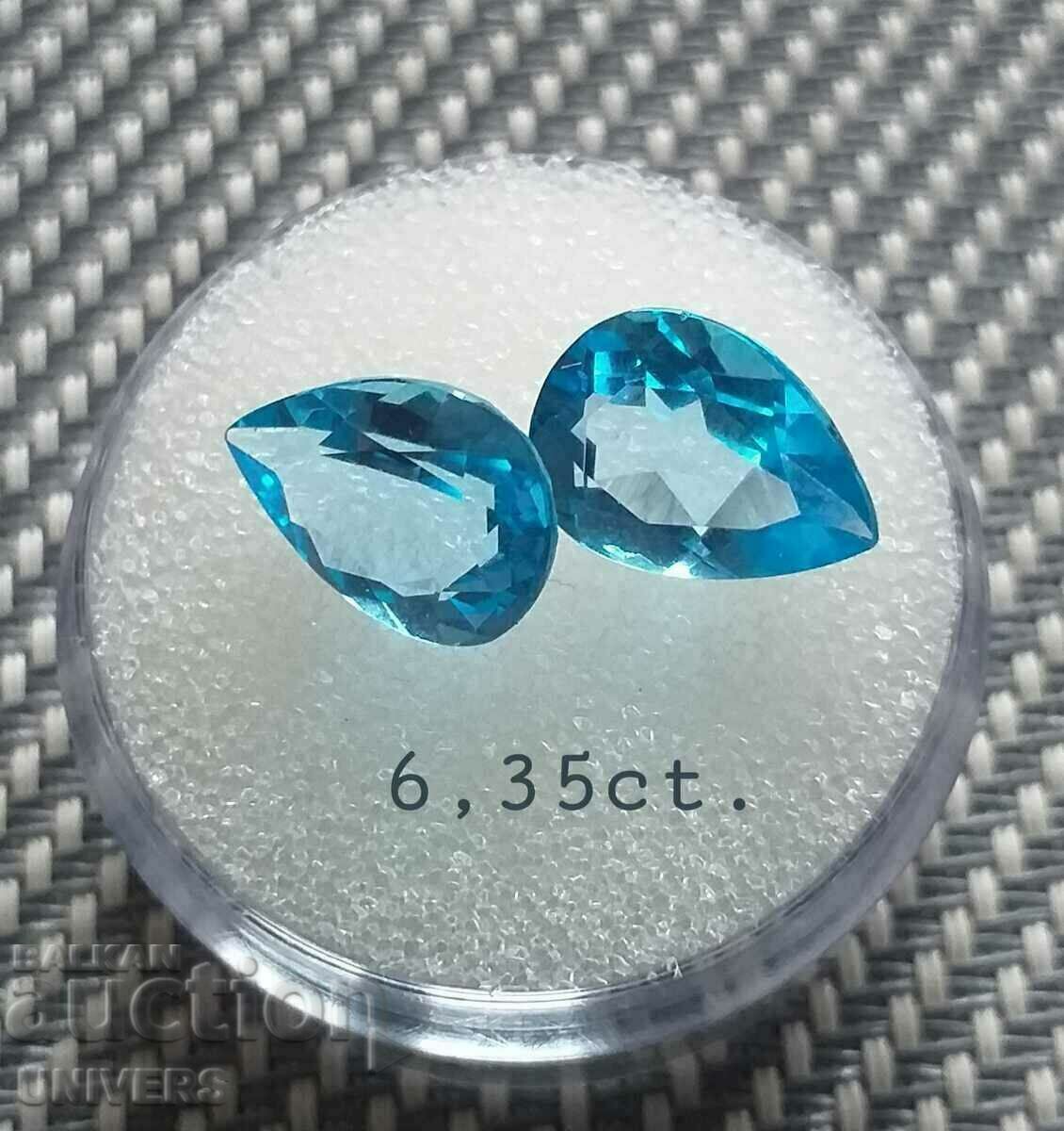 TOPAZ ALBASTRU ( PERECHEA !!! ) 6,35 ct.