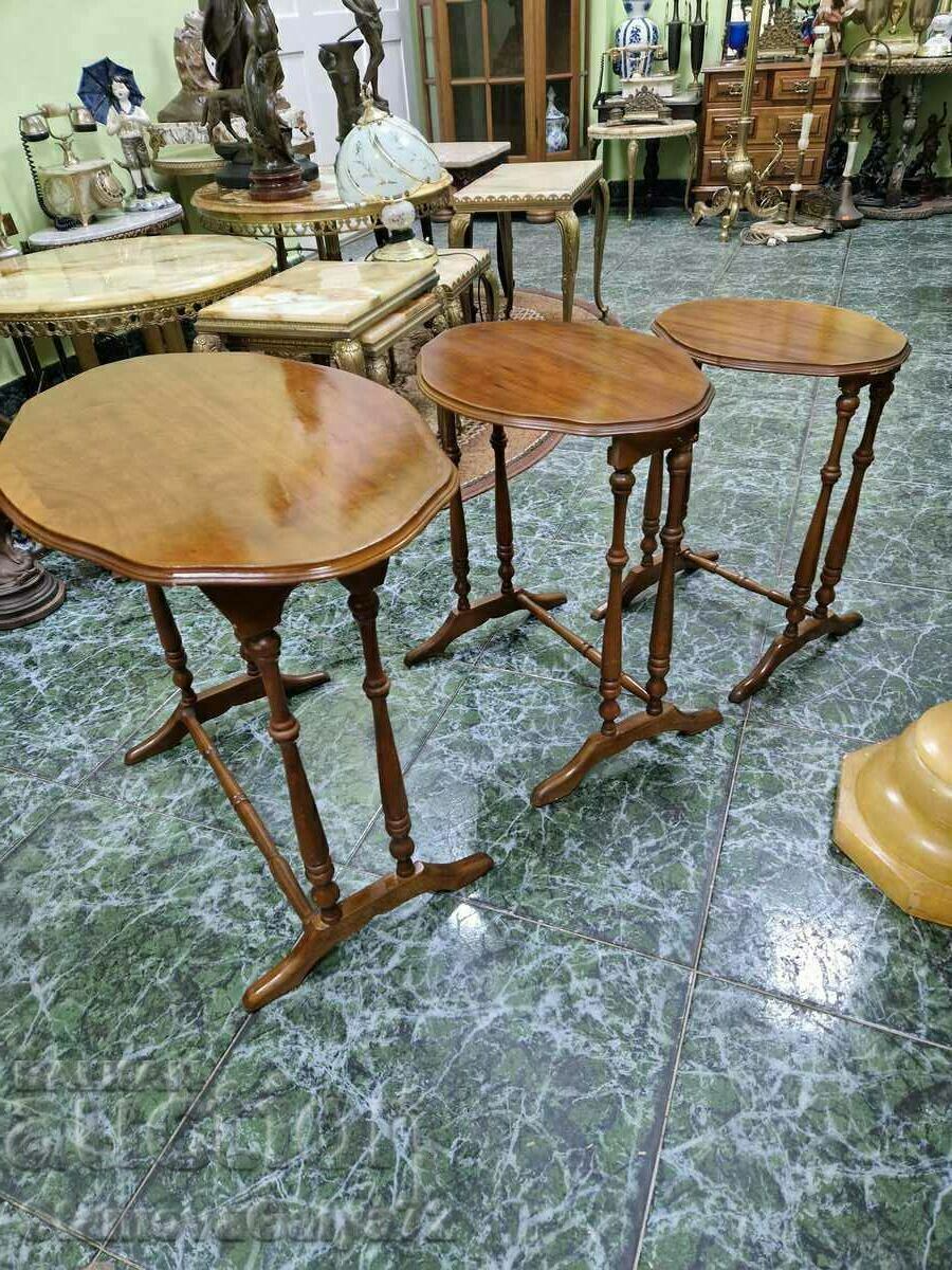 A great set of 3 antique French coffee tables - 6
