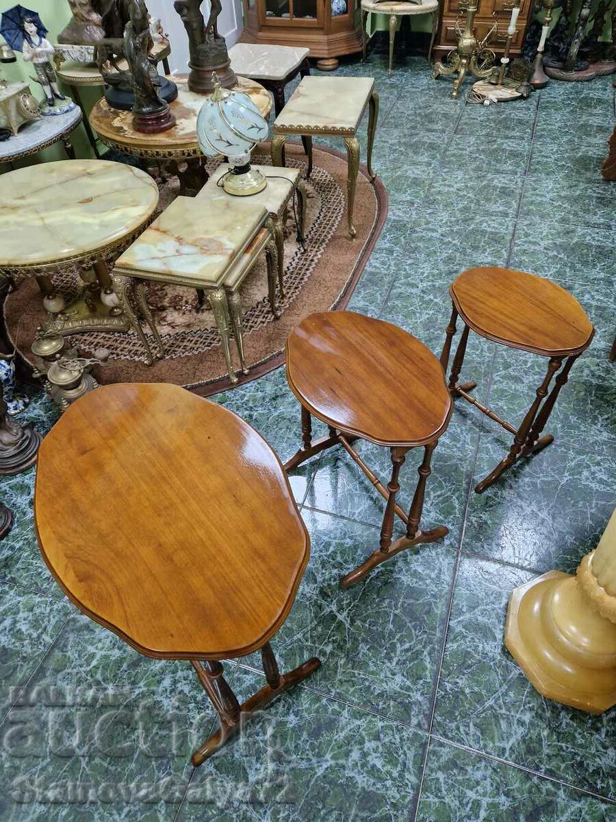 A great set of 3 antique French coffee tables