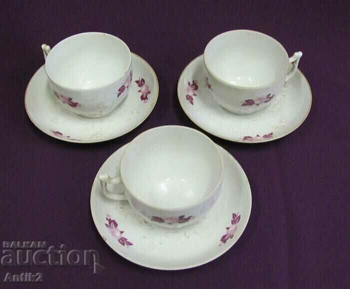 Auction Porcelain Tea Cups 3 pcs. Auction Porcelain Tea Cups 3 pcs.