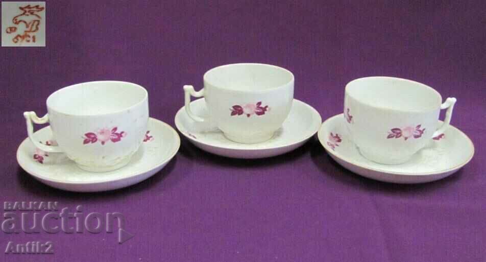 Porcelain Tea Cups 3 pcs. - 5 Porcelain Tea Cups 3 pcs. - 5