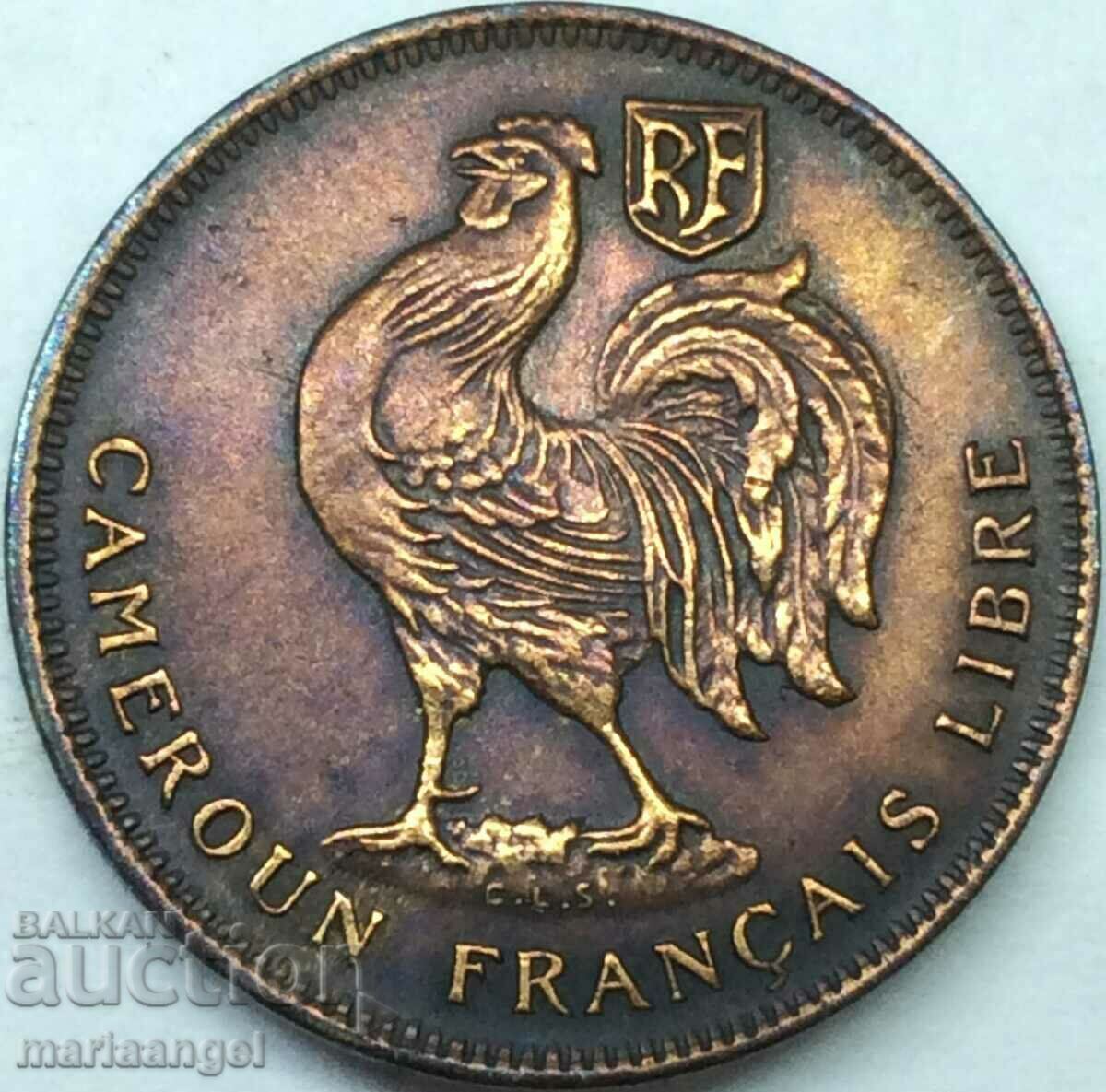 Френски Камерун 1943 50 сантима 2,7г бронз