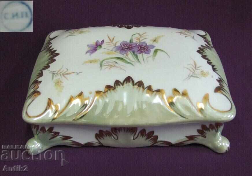 Vintich Porcelain Jewelry Box Marked