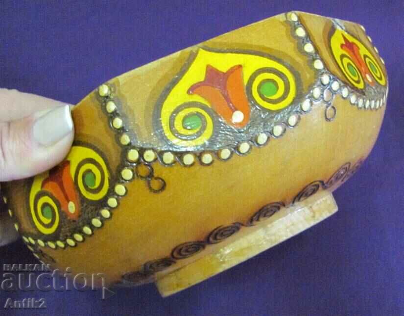 Vintich Wooden Bowl Hand Painted - 5 Vintich Wooden Bowl Hand Painted - 5