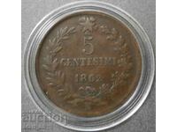 5 centesimi 1862