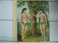 Литография Адам и Ева 1900г. 42см/32см