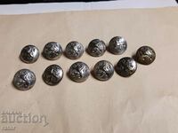 Военни царски метални копчета Царство България - 11 броя