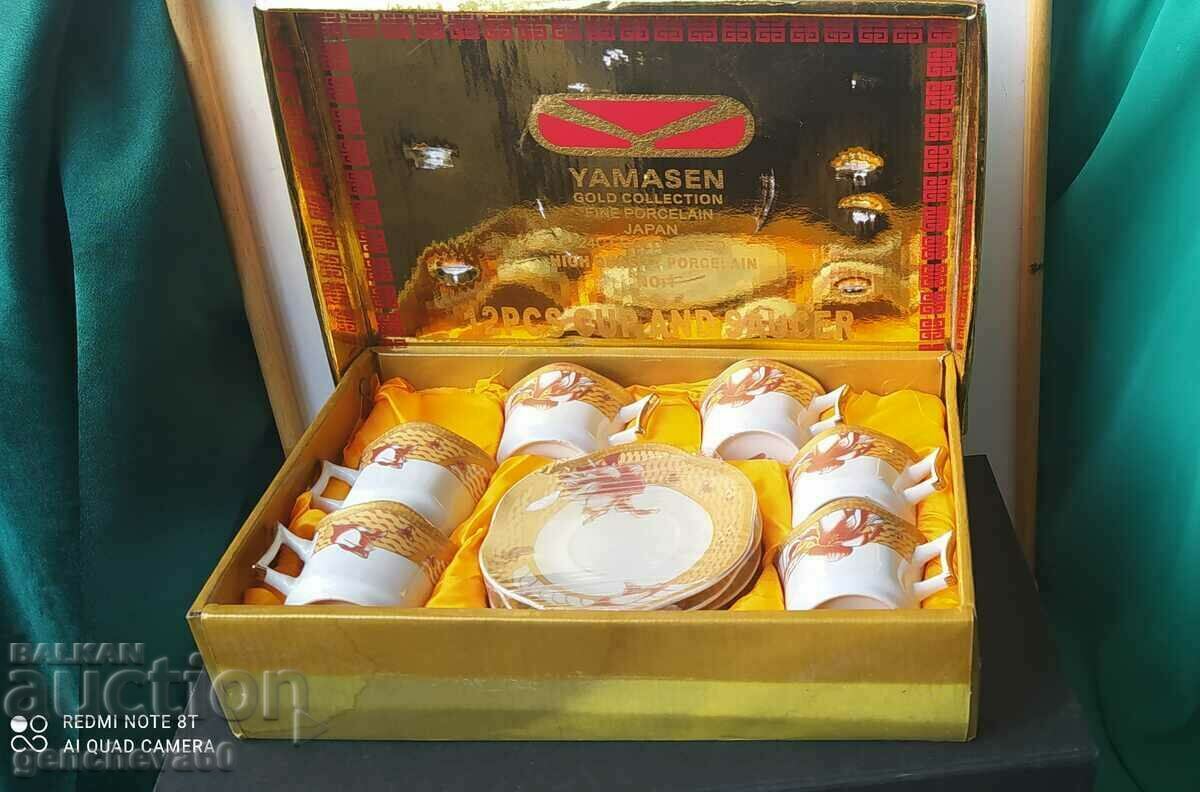 Japanese coffee set YAMASEN/GOLD in a box