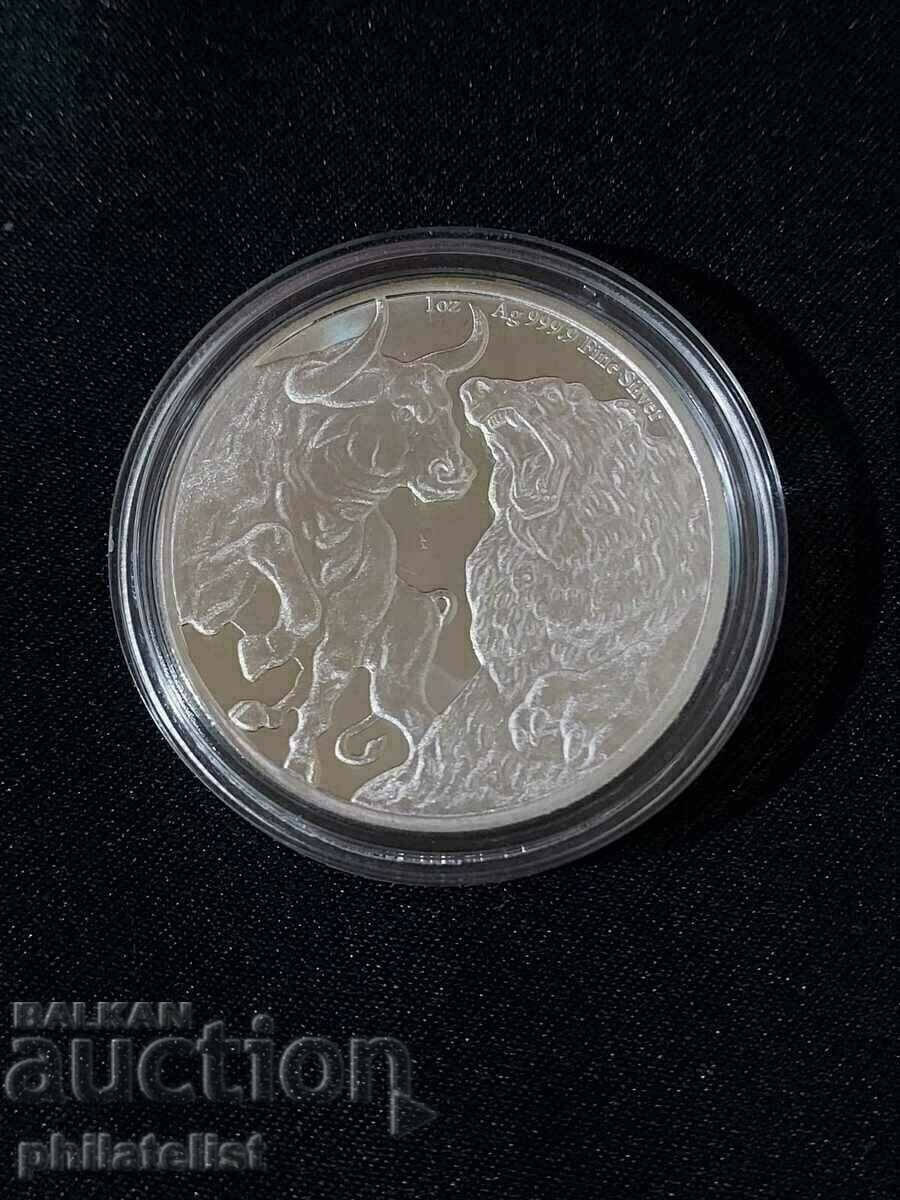 Чад 2023 - 1 OZ - 5000 франка CFA - Бик и Мечка