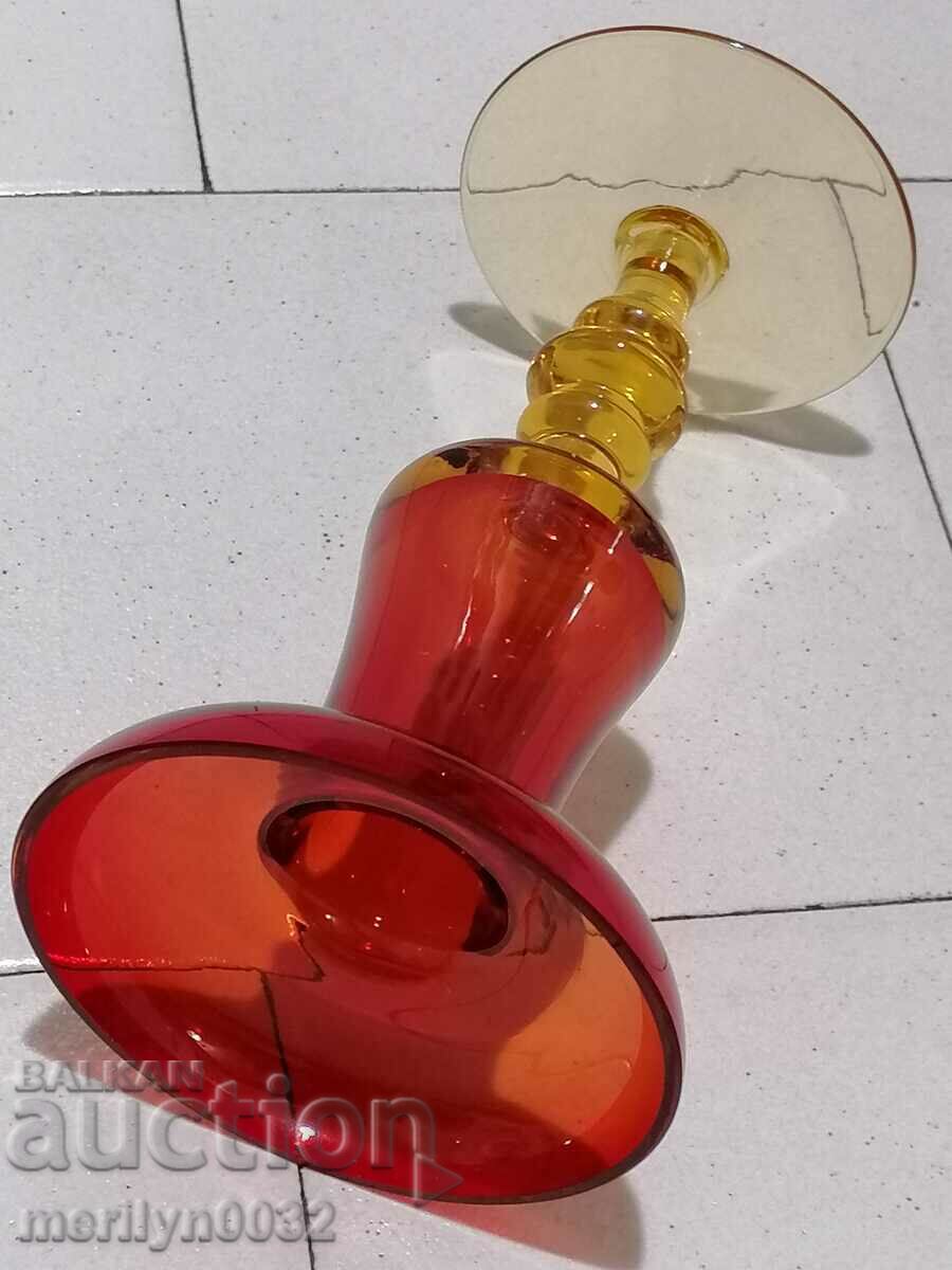 Livrarea Vaza veche sticla rosie Boemia sfesnic