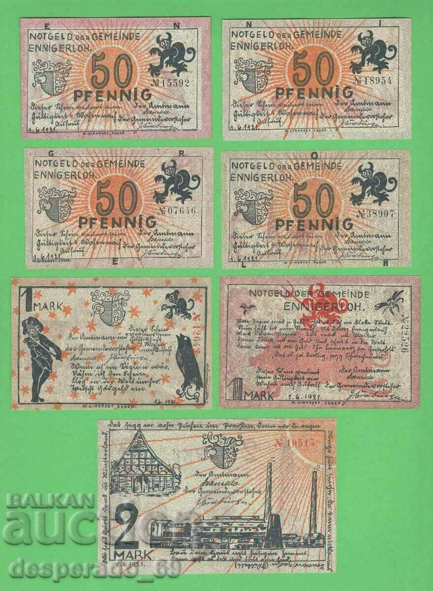 (¯`'•.¸NOTGELD (city of Ennigerloh) 1921 UNC -7 pcs. banknotes '´¯) with price 20.30 BGN | € 10.38 (¯`'•.¸NOTGELD (city of Ennigerloh) 1921 UNC -7 pcs. banknotes '´¯) with price 20.30 BGN | € 10.38